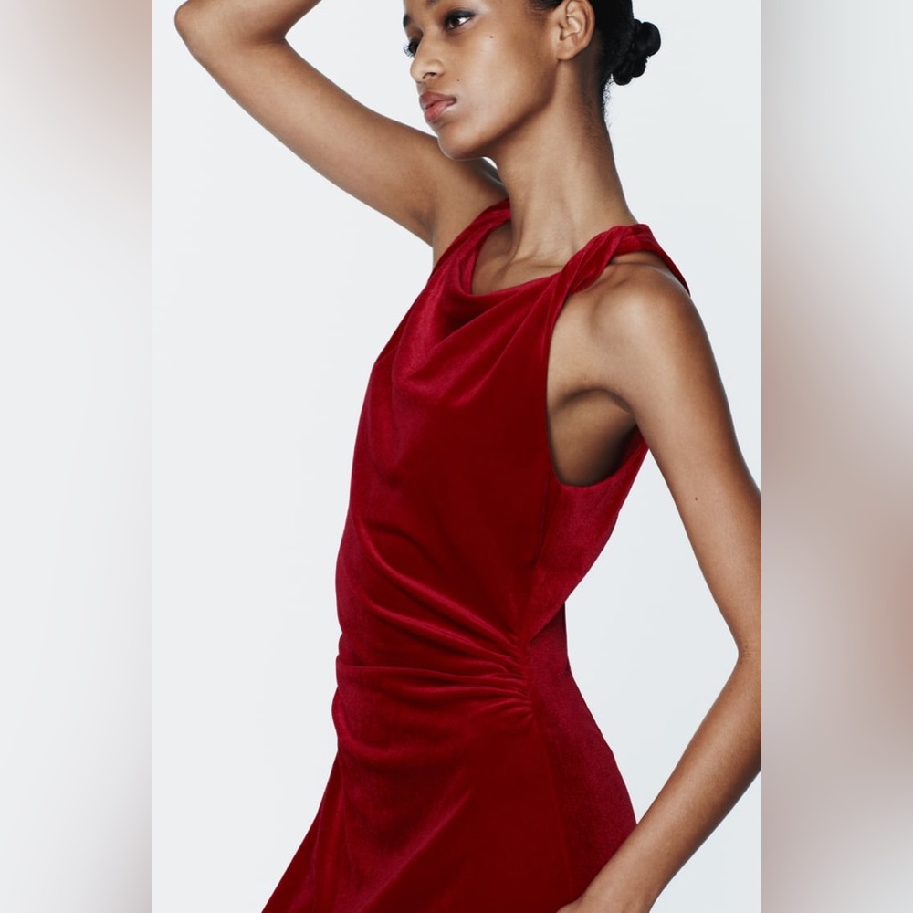 NWT Women’s Zara Midi Velvet Dress- $75 - Picture 4 of 10